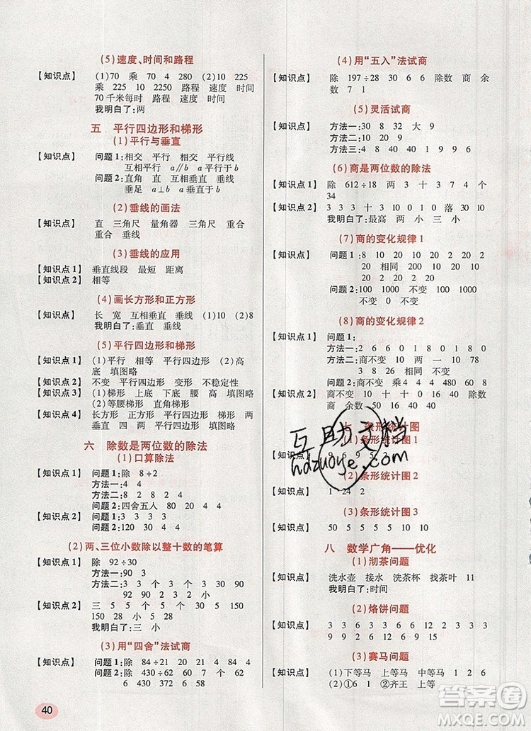 2019年秋新版狀元天天練同步練習(xí)四年級數(shù)學(xué)上冊人教版參考答案