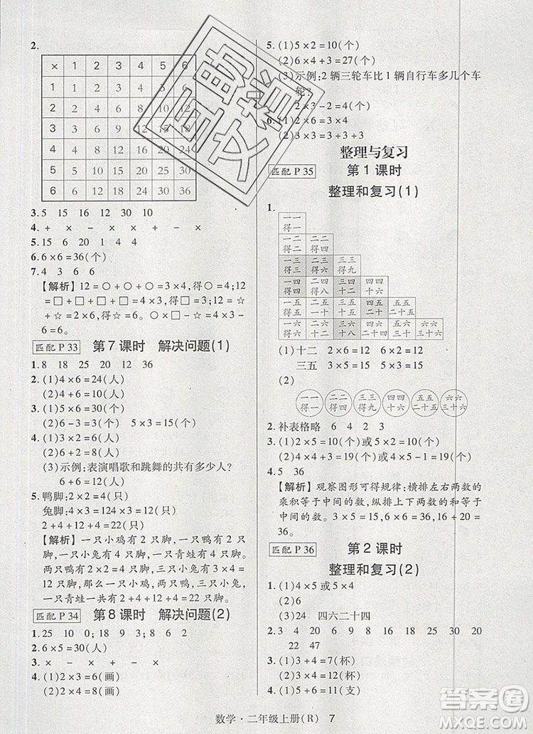 狀元天天練同步練習(xí)二年級(jí)數(shù)學(xué)上冊(cè)人教版2019年秋新版答案