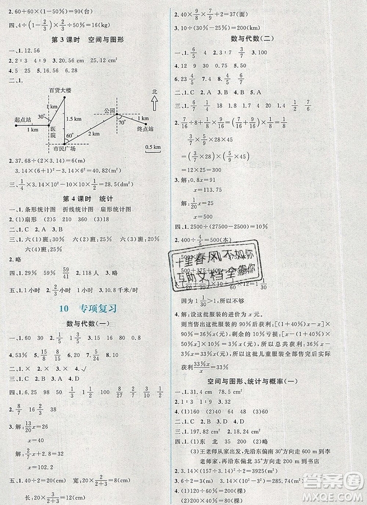 2019年秋新版人教金學(xué)典同步解析與測評學(xué)考練六年級數(shù)學(xué)上冊人教版答案