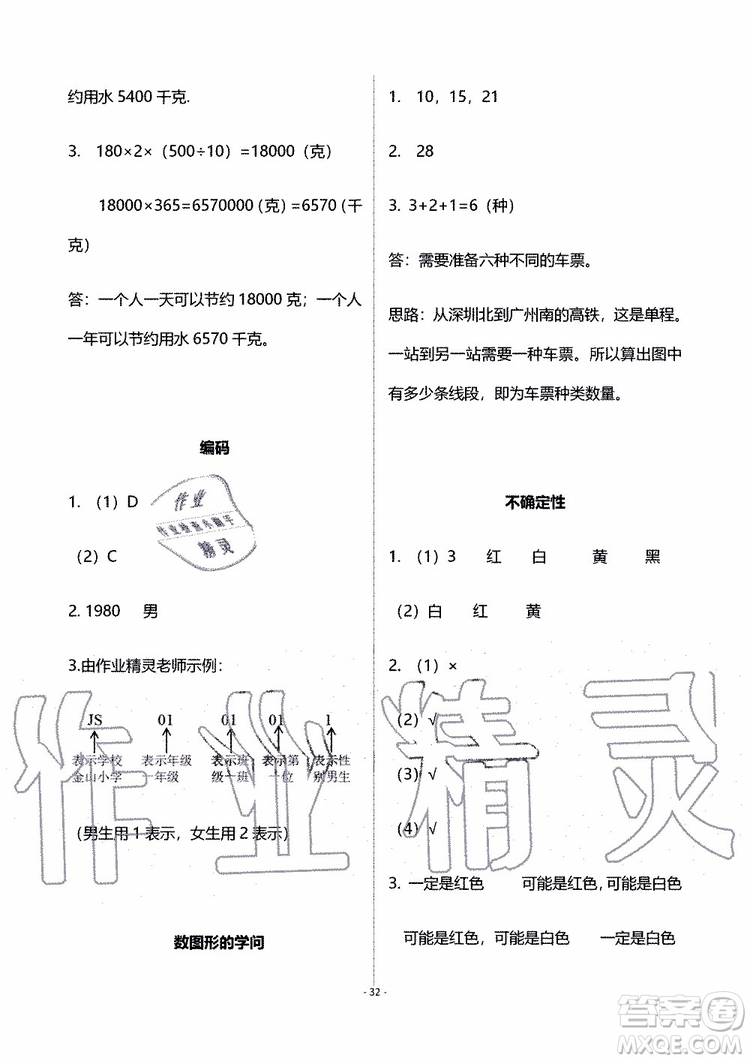 海天出版社2019秋知識與能力訓(xùn)練數(shù)學(xué)四年級上冊北師大版B版參考答案