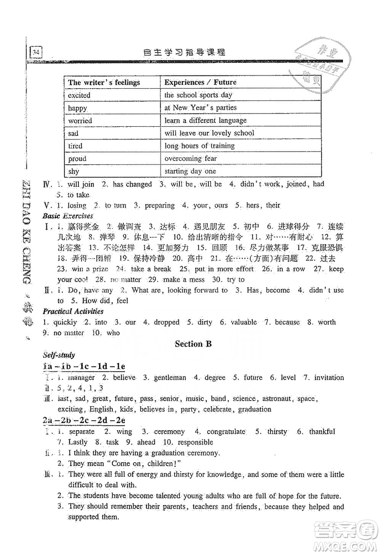 明天出版社2019自主學(xué)習(xí)指導(dǎo)課程九年級(jí)英語(yǔ)上冊(cè)人教版答案