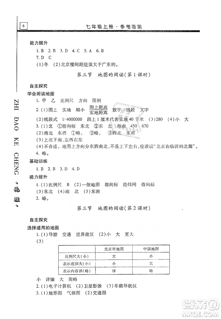 明天出版社2019自主學(xué)習(xí)指導(dǎo)課程七年級地理上冊人教版答案