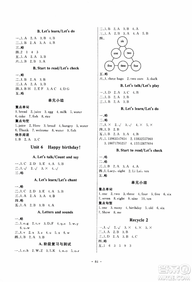 2019年能力培養(yǎng)與測(cè)試英語(yǔ)三年級(jí)上冊(cè)PEP人教版參考答案