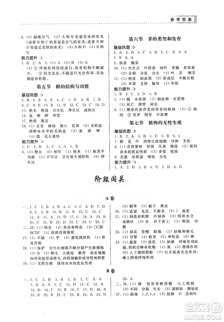 山東人民出版社2019導(dǎo)學(xué)與訓(xùn)練八年級(jí)生物學(xué)上冊人教版答案