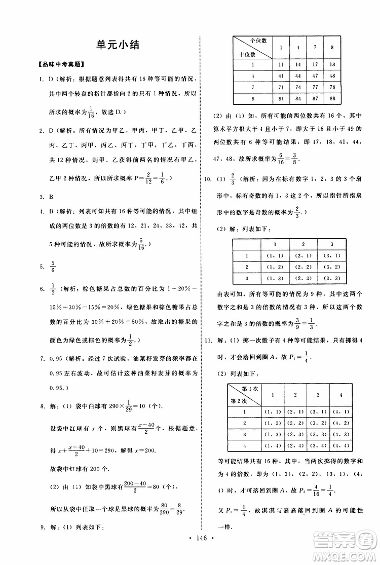 2019年能力培養(yǎng)與測試數(shù)學(xué)九年級上冊人教版參考答案