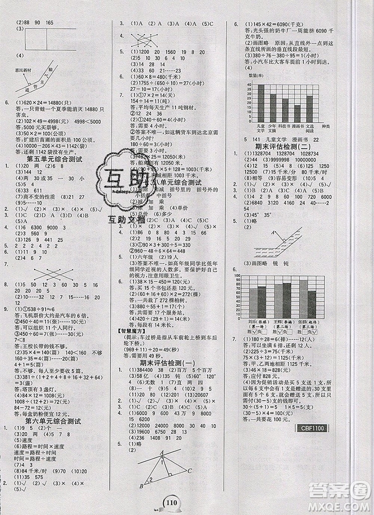 2020年新版世紀(jì)金榜金榜小博士四年級(jí)數(shù)學(xué)上冊(cè)青島版答案