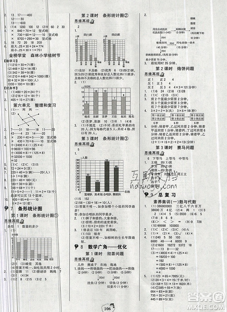 世紀(jì)金榜金榜小博士四年級數(shù)學(xué)上冊人教版2020年新版答案