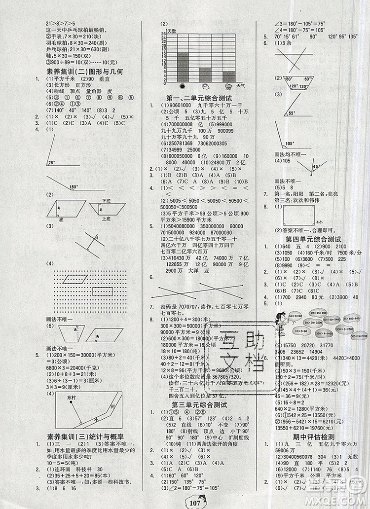 世紀(jì)金榜金榜小博士四年級數(shù)學(xué)上冊人教版2020年新版答案