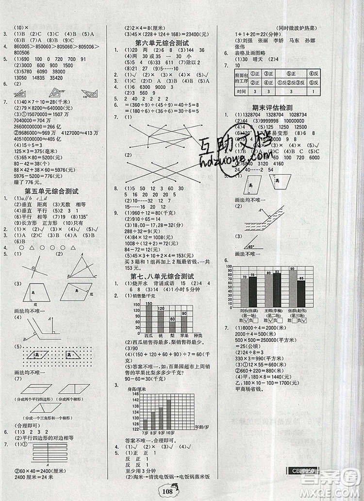 世紀(jì)金榜金榜小博士四年級數(shù)學(xué)上冊人教版2020年新版答案