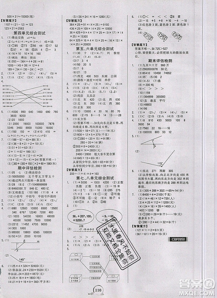 世紀(jì)金榜金榜小博士四年級數(shù)學(xué)上冊北師大版2020年參考答案