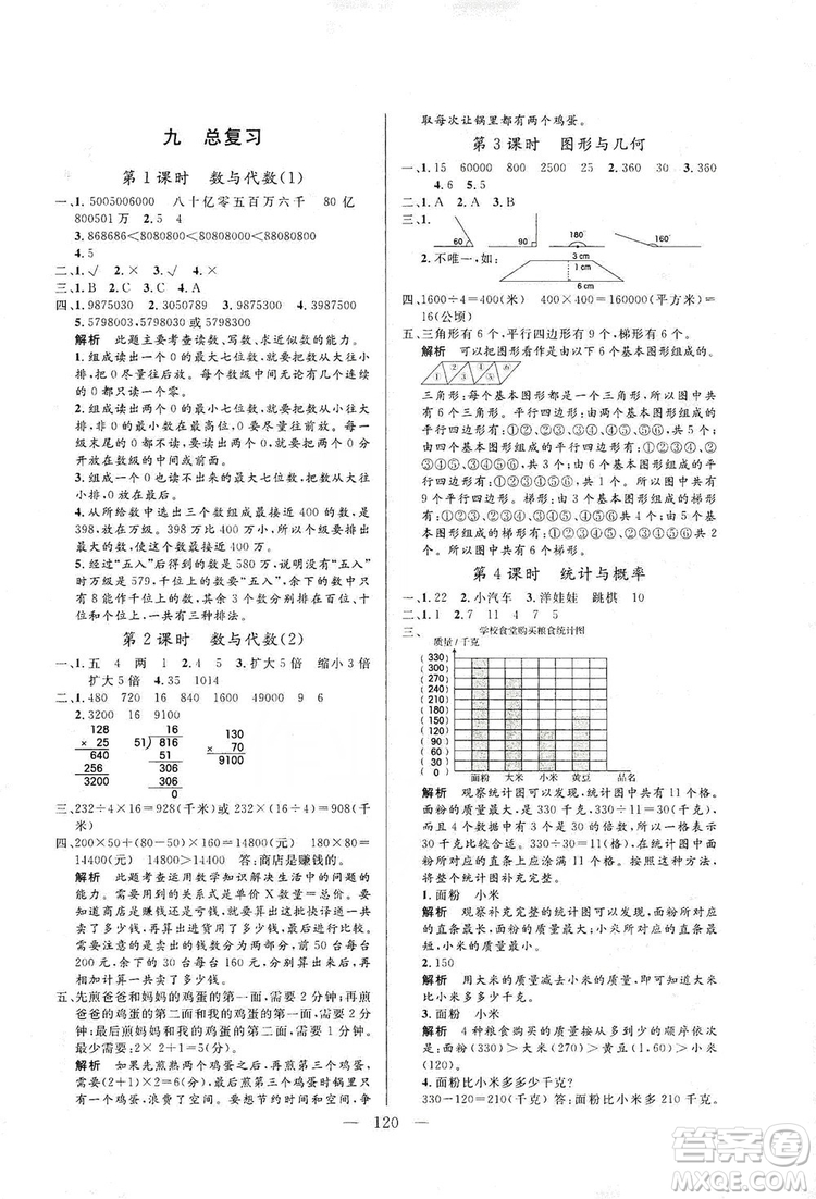 陽(yáng)光出版社2019快樂(lè)練習(xí)作業(yè)本數(shù)學(xué)四年級(jí)上冊(cè)人教版答案