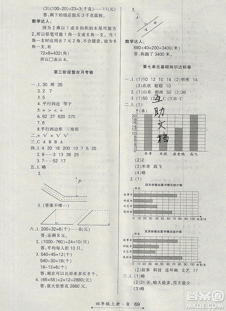 2019年秋新版贏在立德狀元1卷通四年級(jí)數(shù)學(xué)上冊(cè)人教版答案