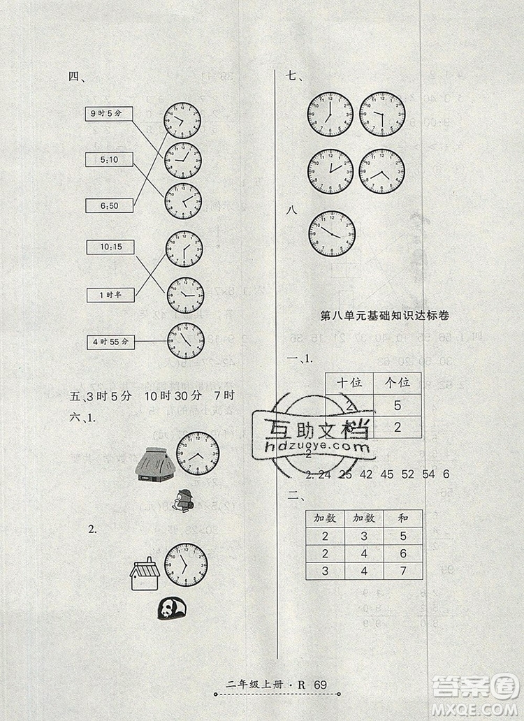 2019年秋新版贏在立德狀元1卷通二年級數(shù)學(xué)上冊人教版答案