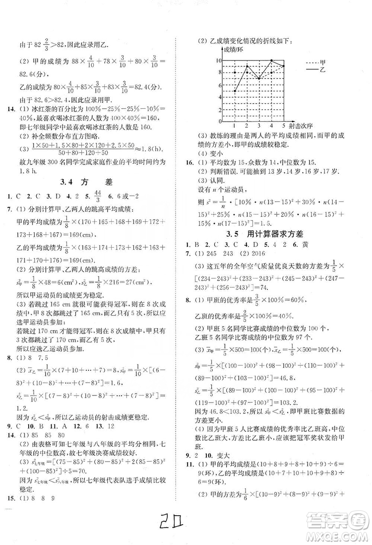 江蘇人民出版社2019南通小題課時作業(yè)本九年級數(shù)學(xué)上冊江蘇版答案