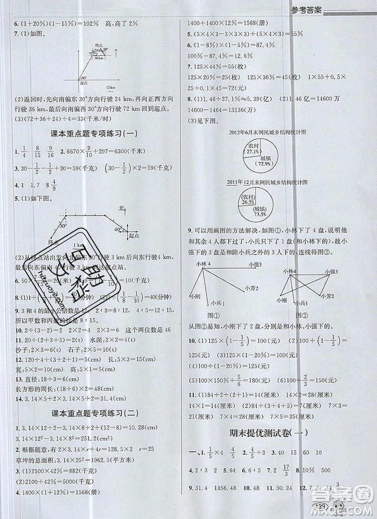 青島出版社2019年創(chuàng)新課時(shí)作業(yè)本六年級數(shù)學(xué)上冊人教版答案