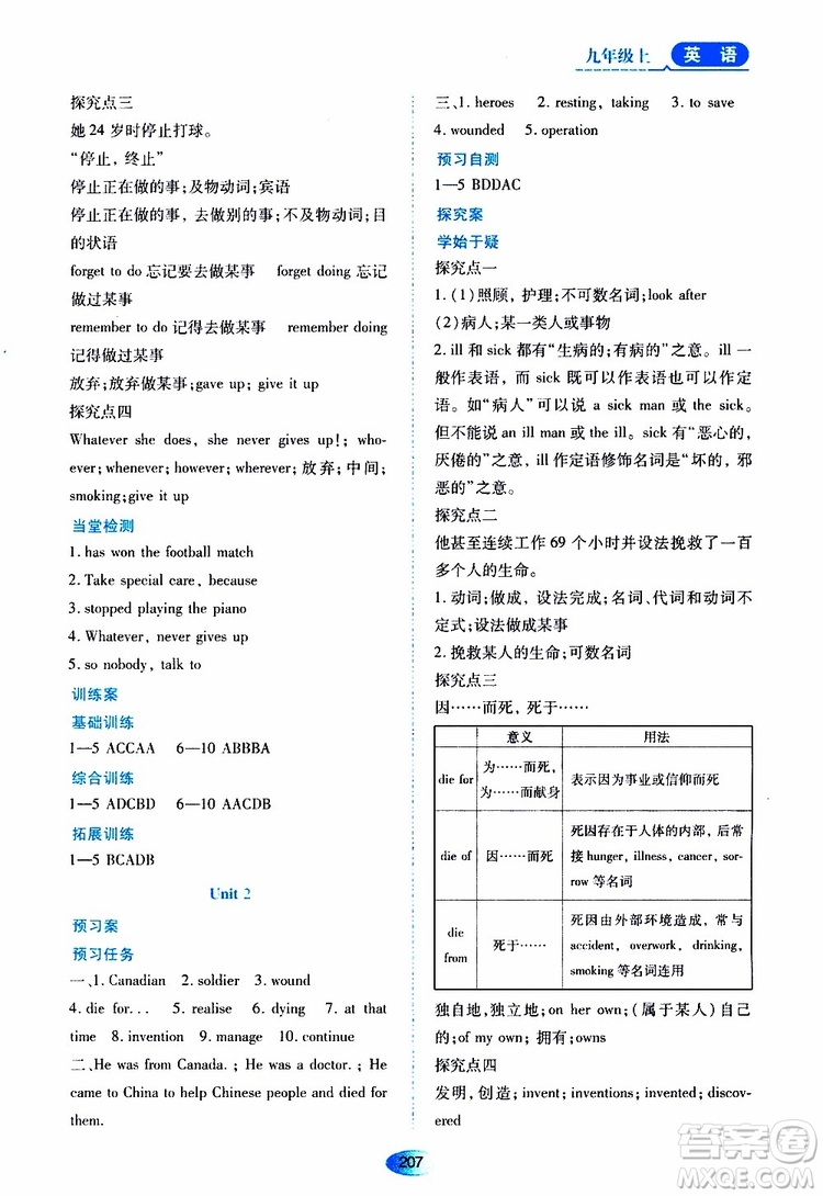 2019年秋資源與評價英語九年級上冊外研版參考答案