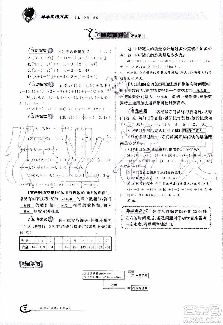 金太陽教育2019年金太陽導(dǎo)學(xué)案數(shù)學(xué)七年級上冊創(chuàng)新版參考答案