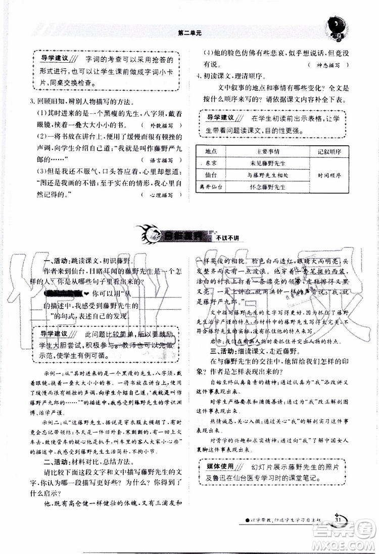 金太陽教育2019年金太陽導(dǎo)學(xué)案語文八年級(jí)上冊(cè)創(chuàng)新版參考答案