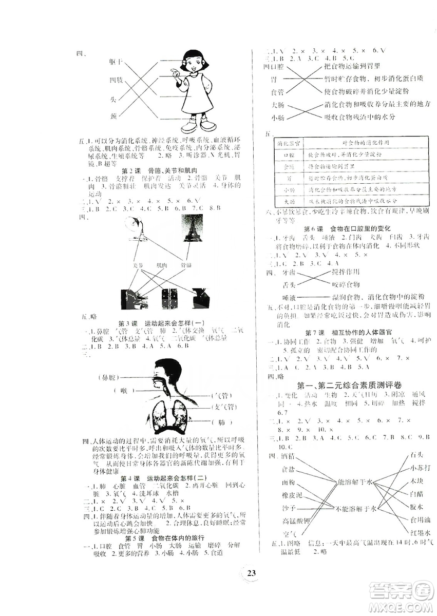 貴州教育出版社2019家庭作業(yè)四年級(jí)科學(xué)上冊(cè)教科版答案