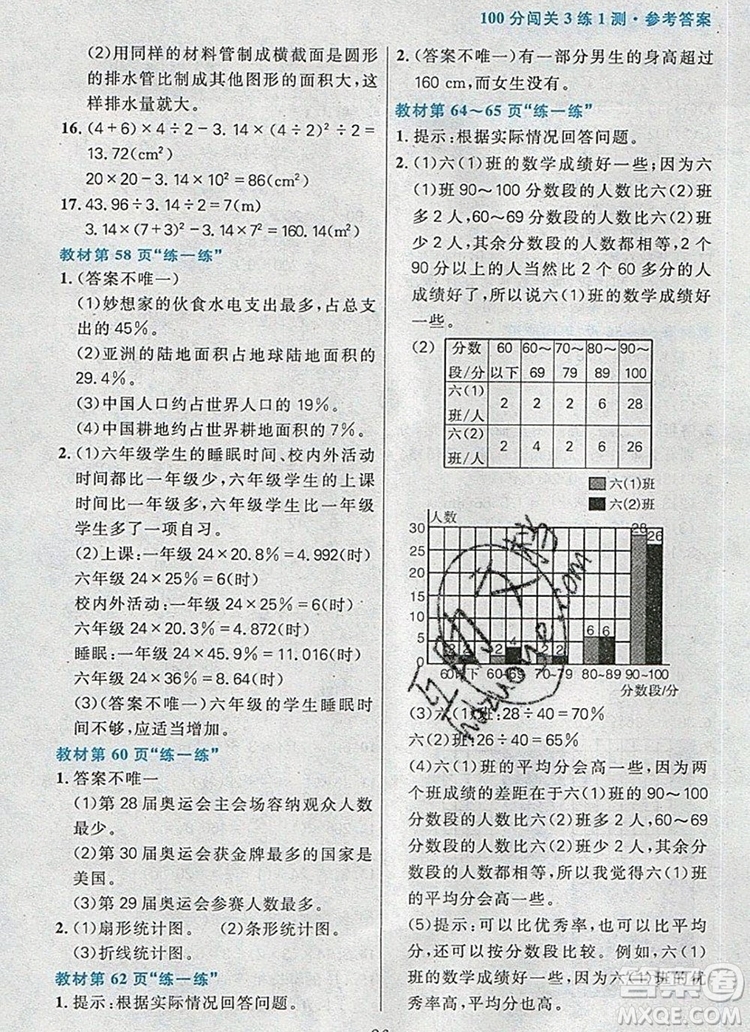 遠方出版社2019年100分闖關課時作業(yè)六年級數(shù)學上冊北師大版答案