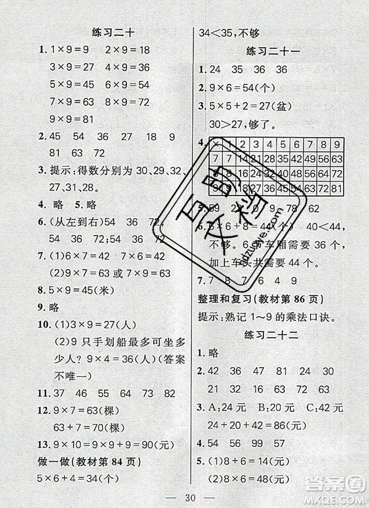 遠(yuǎn)方出版社2019年100分闖關(guān)課時作業(yè)二年級數(shù)學(xué)上冊人教版答案