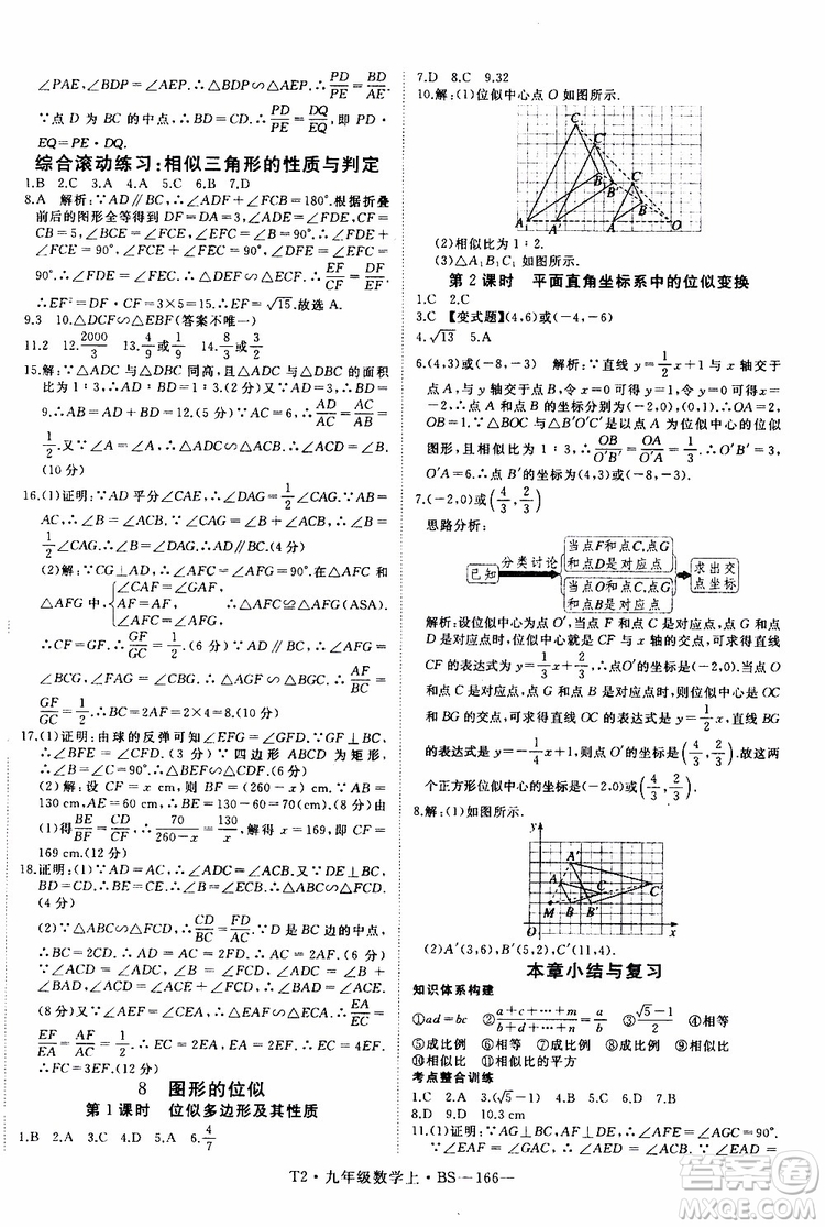 2019秋優(yōu)翼叢書學(xué)練優(yōu)數(shù)學(xué)九年級上BS北師版參考答案