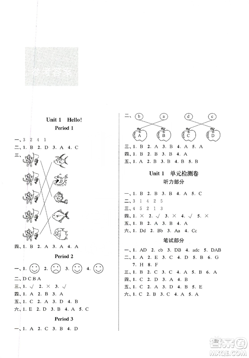 南大勵(lì)學(xué)2019課時(shí)天天練三年級(jí)英語(yǔ)上冊(cè)譯林版答案