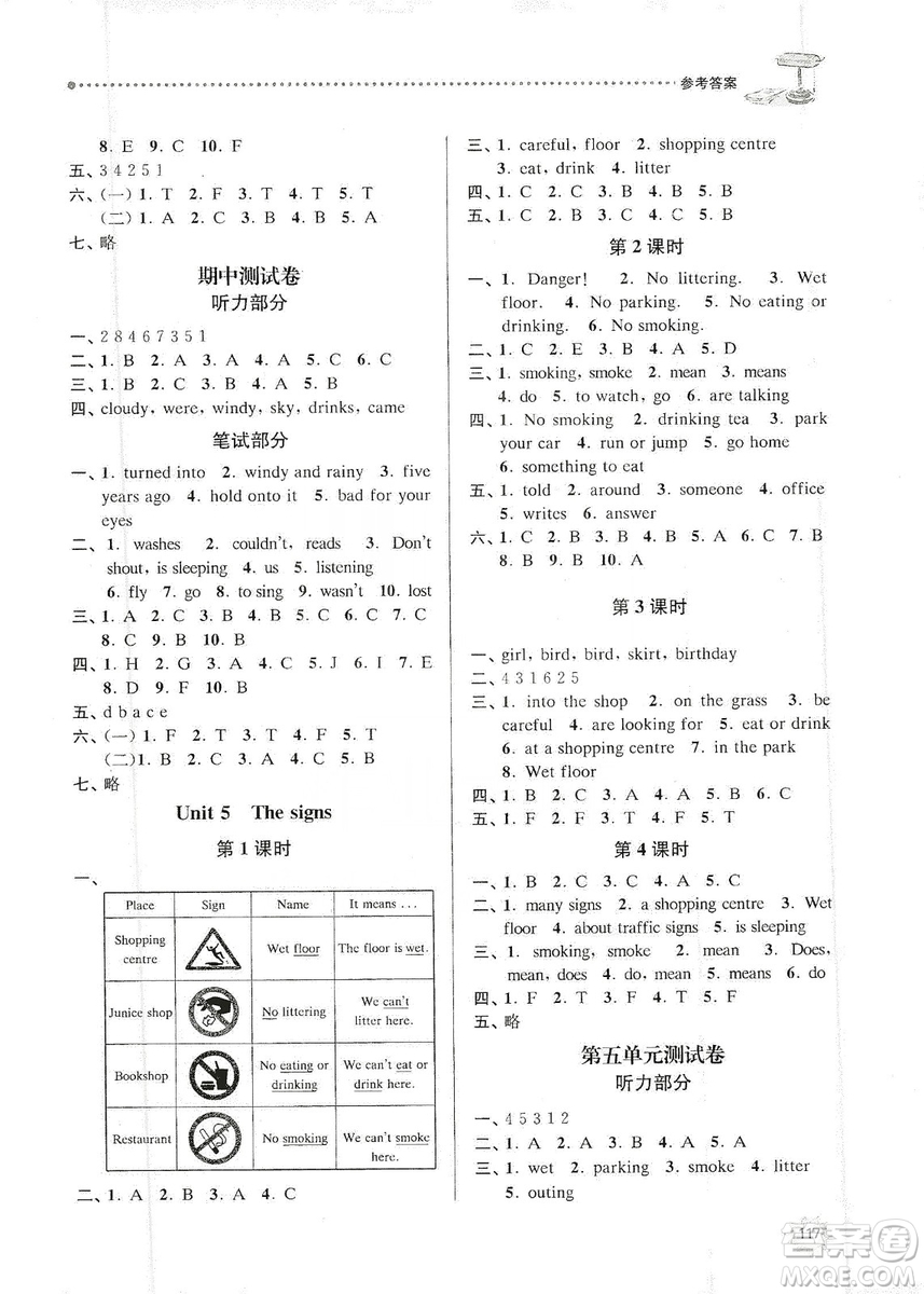 南大勵學(xué)2019課時天天練六年級英語上冊譯林版答案