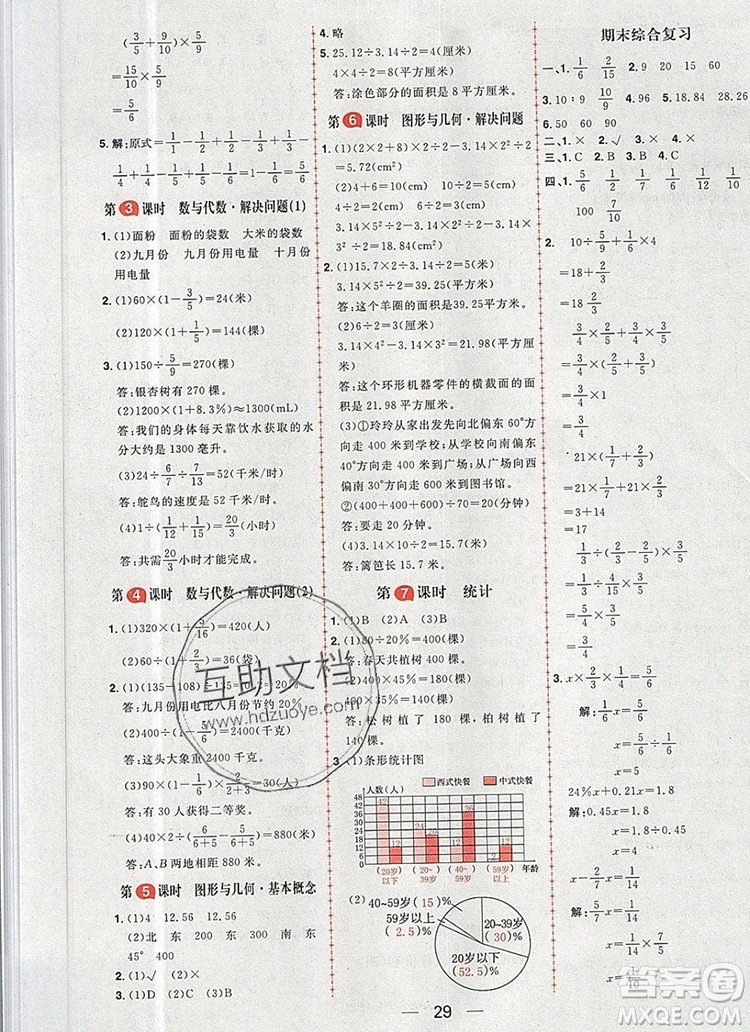 南方出版社2019年核心素養(yǎng)天天練六年級(jí)數(shù)學(xué)上冊(cè)人教版答案