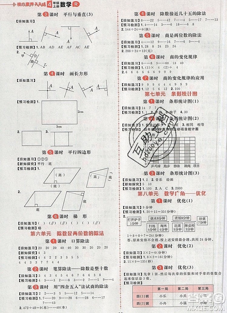 南方出版社2019年核心素養(yǎng)天天練四年級(jí)數(shù)學(xué)上冊(cè)人教版答案