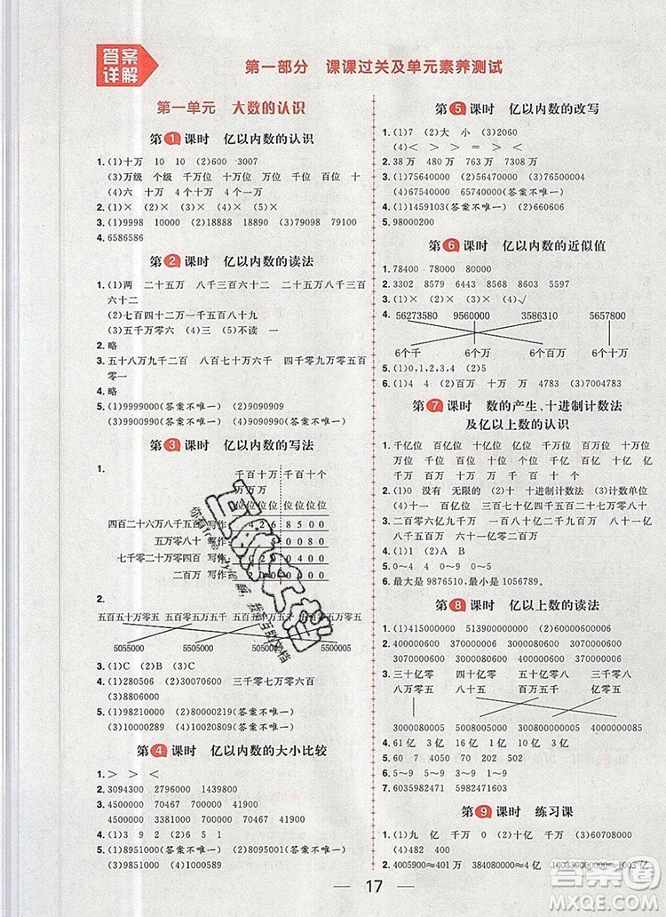 南方出版社2019年核心素養(yǎng)天天練四年級(jí)數(shù)學(xué)上冊(cè)人教版答案