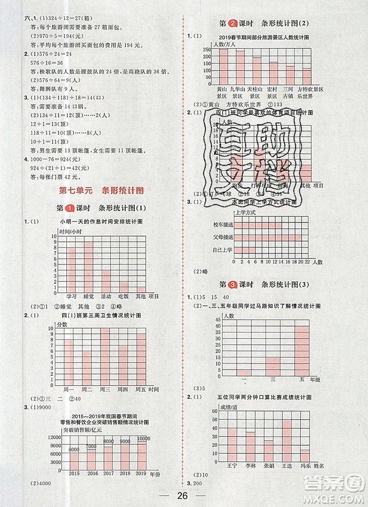 南方出版社2019年核心素養(yǎng)天天練四年級(jí)數(shù)學(xué)上冊(cè)人教版答案