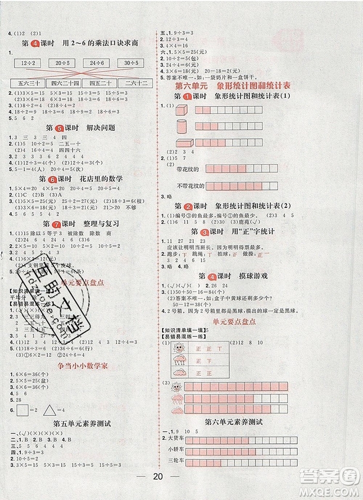 南方出版社2019年核心素養(yǎng)天天練二年級數(shù)學(xué)上冊冀教版答案