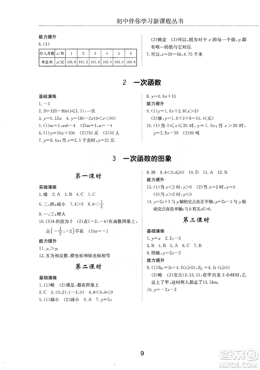 明天出版社2019初中伴你學習新課程叢書七年級數學上冊人教版答案