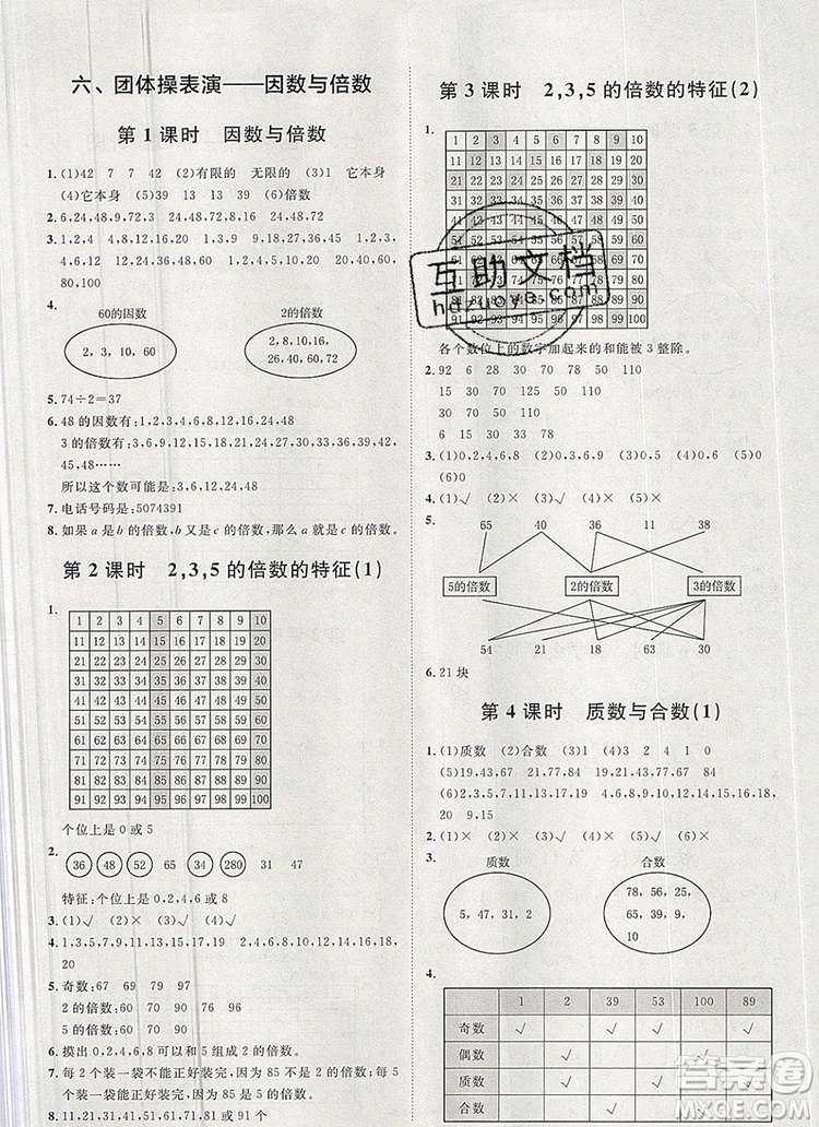 2019秋季陽光計(jì)劃第一步五年級(jí)上冊(cè)數(shù)學(xué)青島版答案