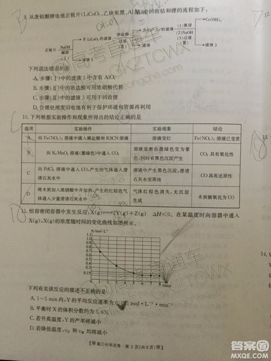 2020屆陜西金太陽高三10月聯(lián)考化學試題及參考答案