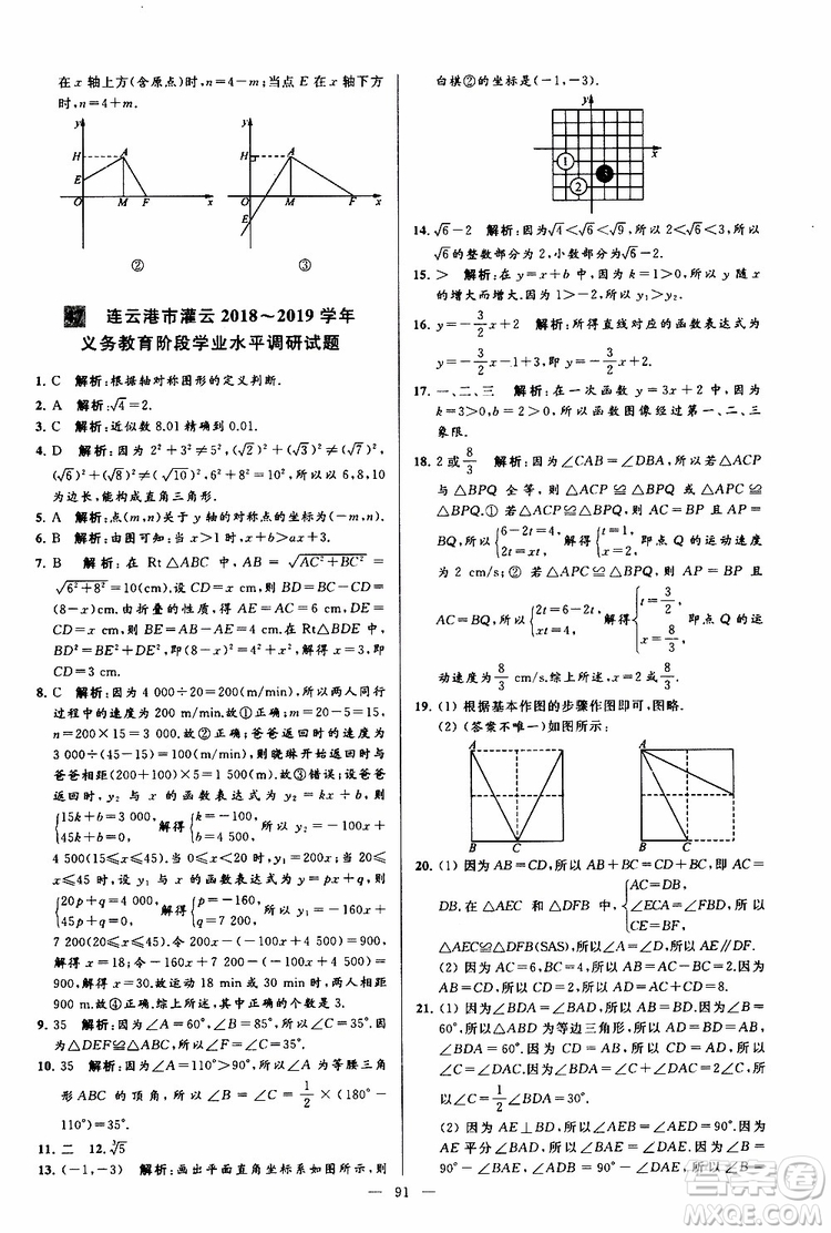 2019年亮點(diǎn)給力大試卷數(shù)學(xué)八年級上冊人教版參考答案