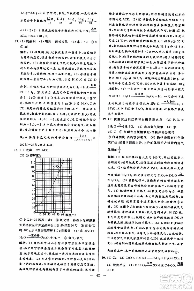 2019年亮點(diǎn)給力大試卷化學(xué)九年級(jí)上冊(cè)人教版參考答案