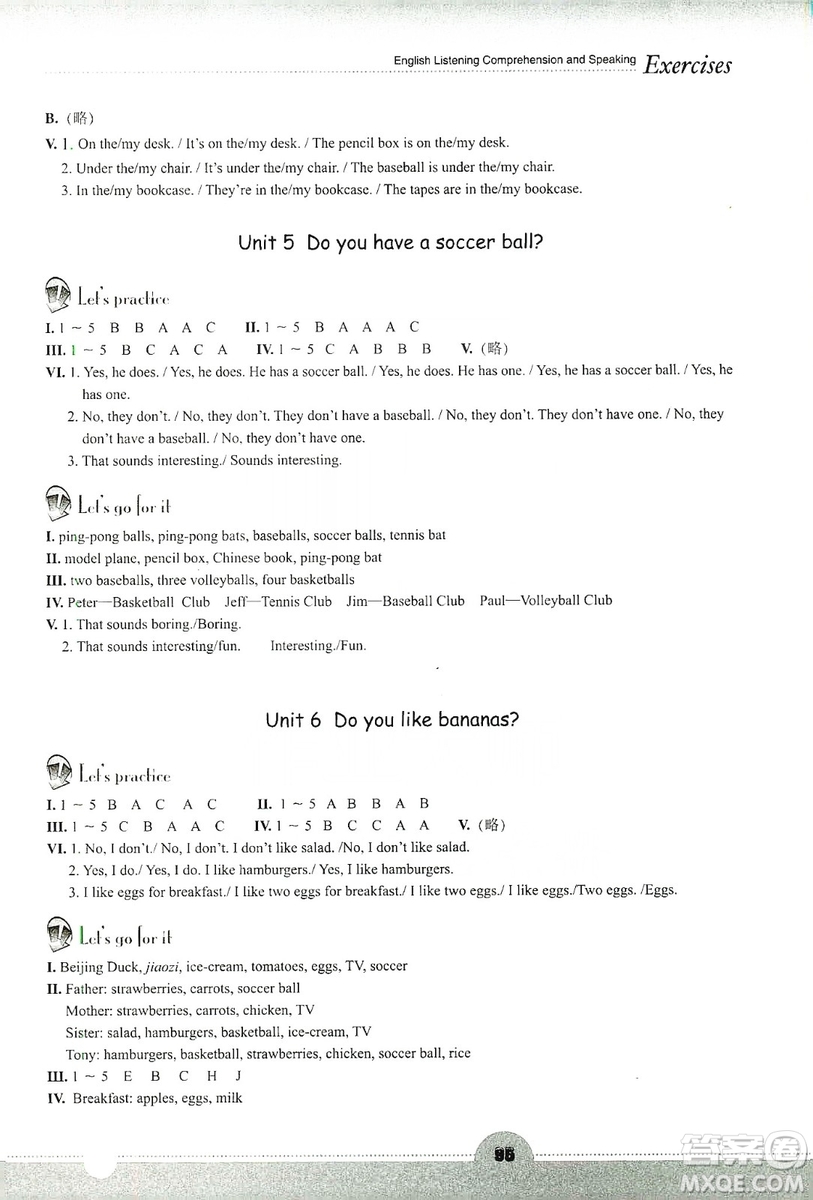 浙江教育出版社2019英語聽說強(qiáng)化訓(xùn)練七年級上冊人教版答案