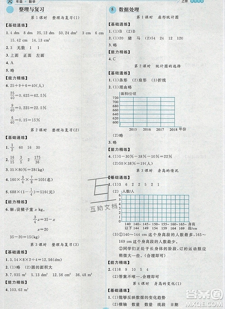 延邊人民出版社2019年百分學(xué)生作業(yè)本題練王六年級數(shù)學(xué)上冊北師大版答案