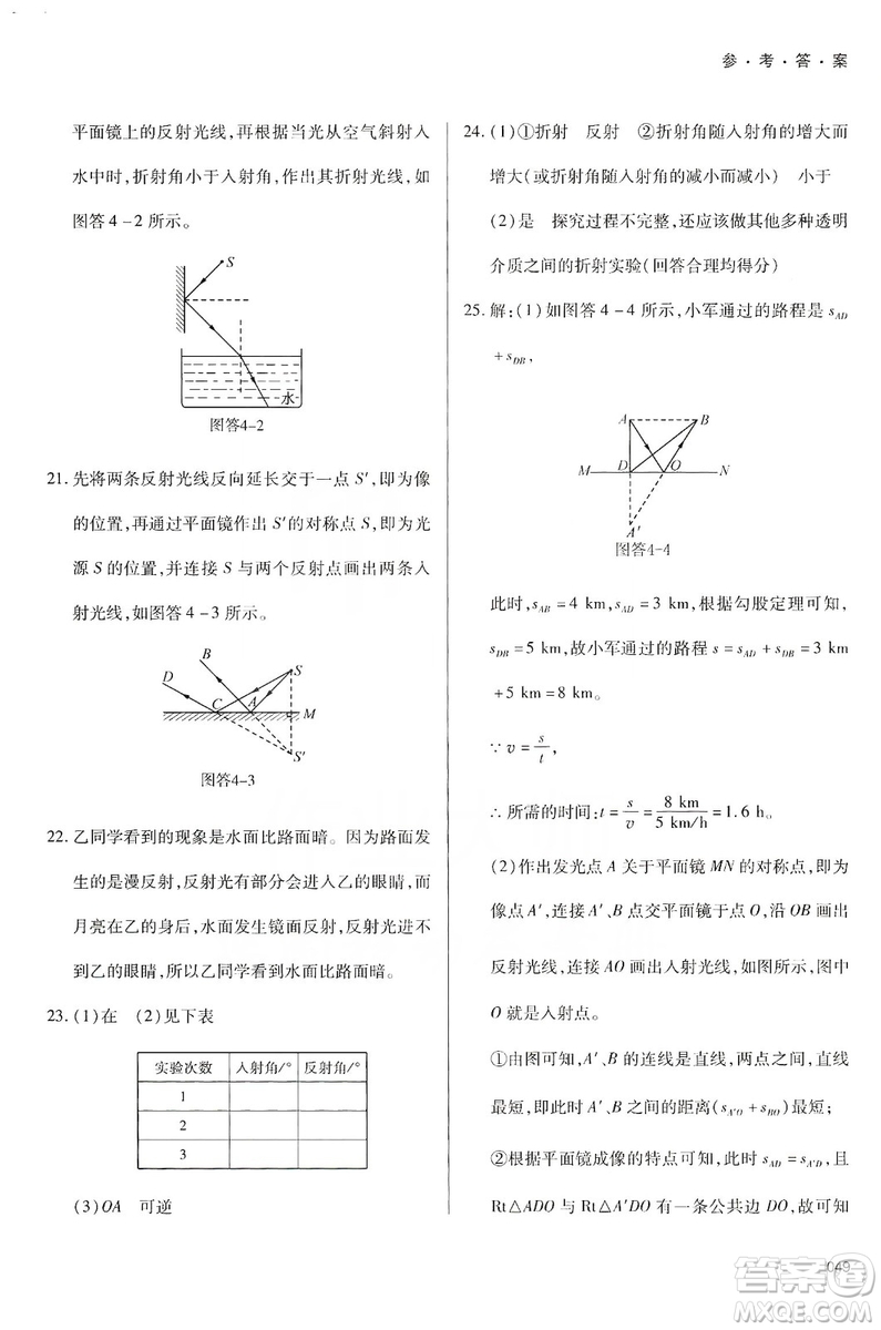 天津教育出版社2019學(xué)習(xí)質(zhì)量監(jiān)測(cè)八年級(jí)物理上冊(cè)人教版答案