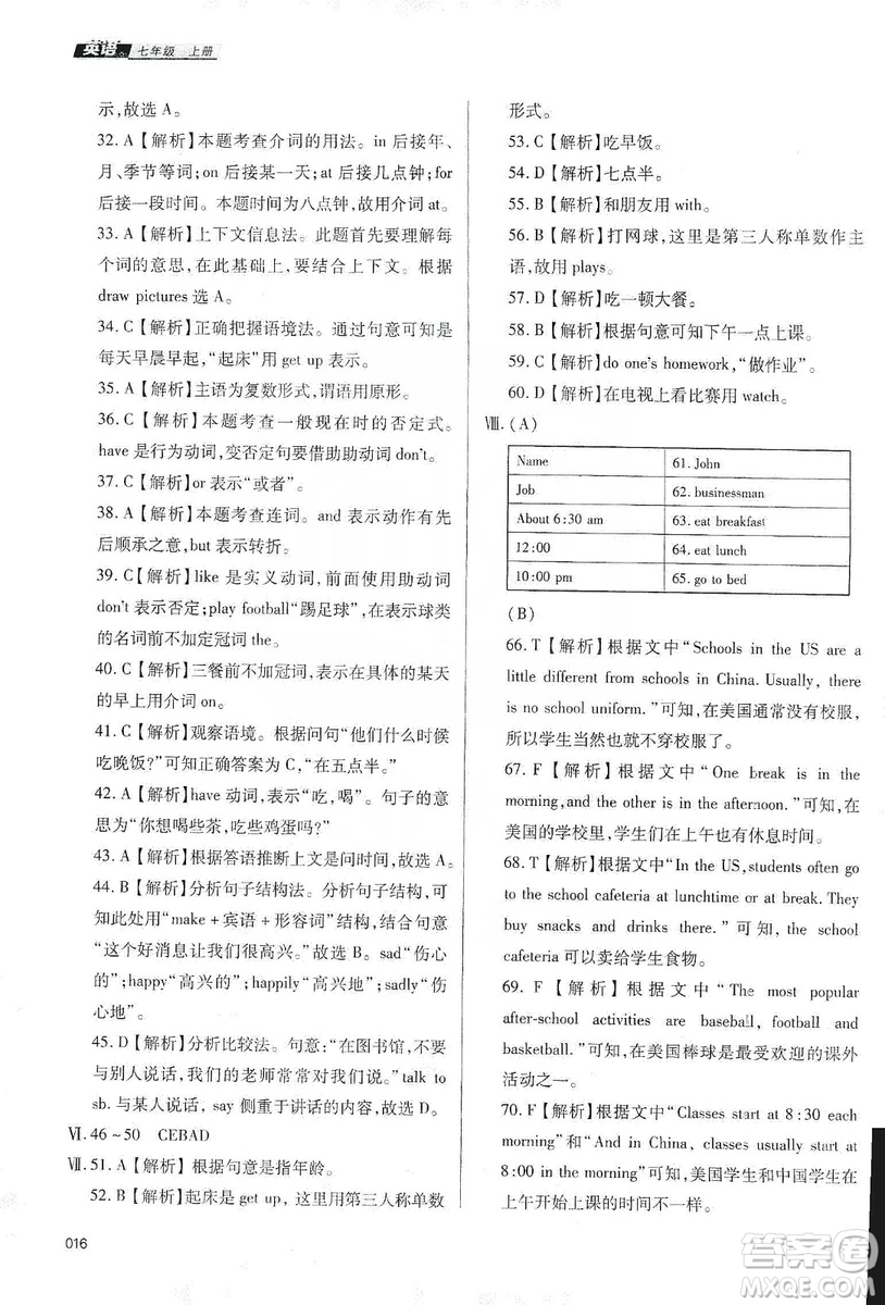 天津教育出版社2019學(xué)習(xí)質(zhì)量監(jiān)測(cè)七年級(jí)英語(yǔ)上冊(cè)外研版答案