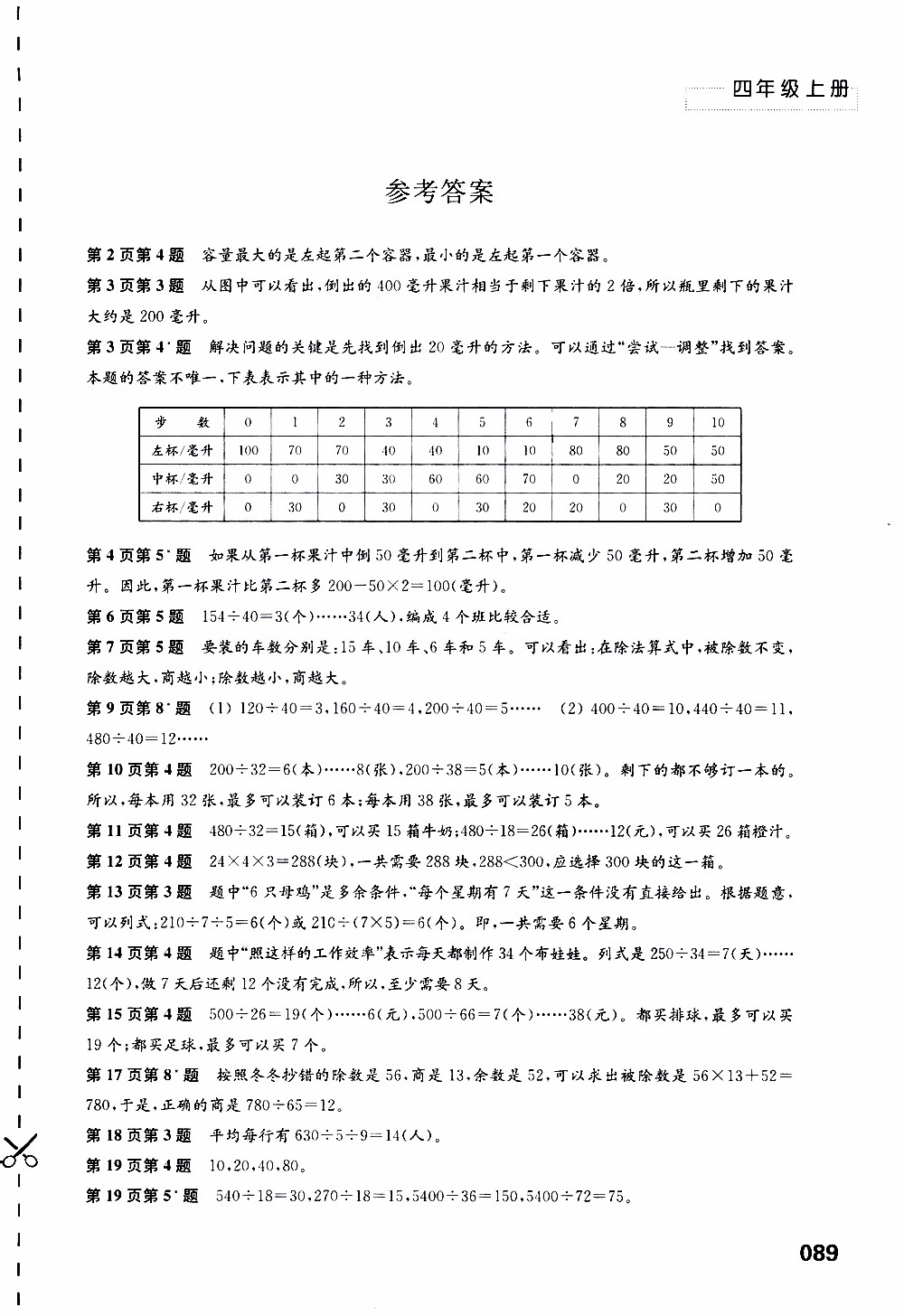 2019年練習(xí)與測(cè)試小學(xué)數(shù)學(xué)蘇教版四年級(jí)上冊(cè)參考答案