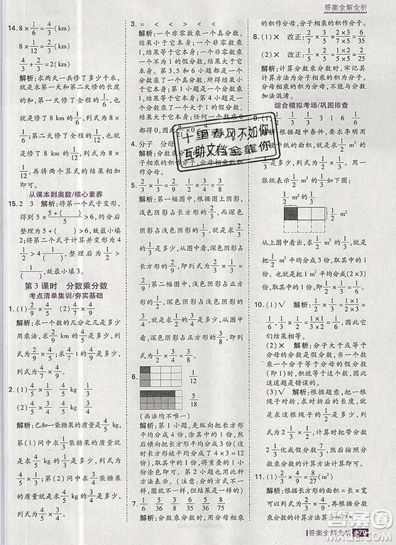 2019年考點集訓(xùn)與滿分備考六年級數(shù)學(xué)上冊人教版答案