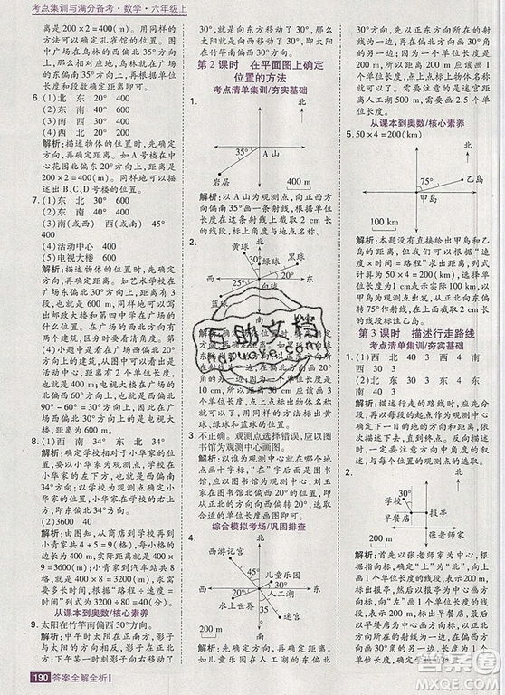 2019年考點集訓(xùn)與滿分備考六年級數(shù)學(xué)上冊人教版答案