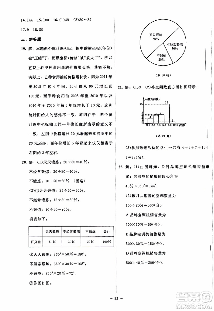 2019年課內(nèi)課外直通車數(shù)學(xué)七年級上冊北師大版參考答案