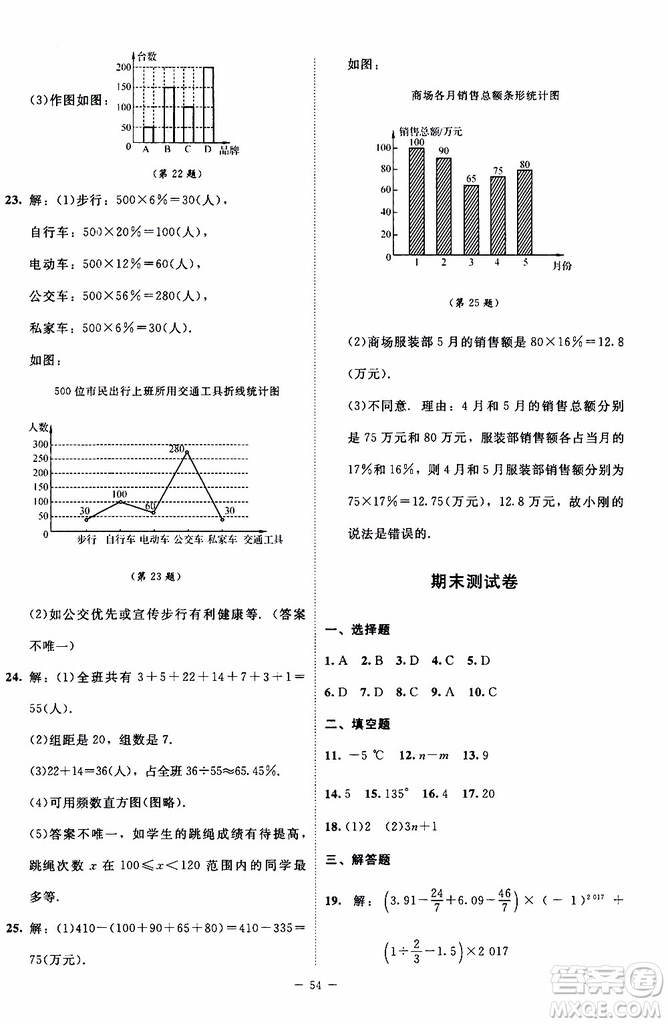 2019年課內(nèi)課外直通車數(shù)學(xué)七年級上冊北師大版參考答案