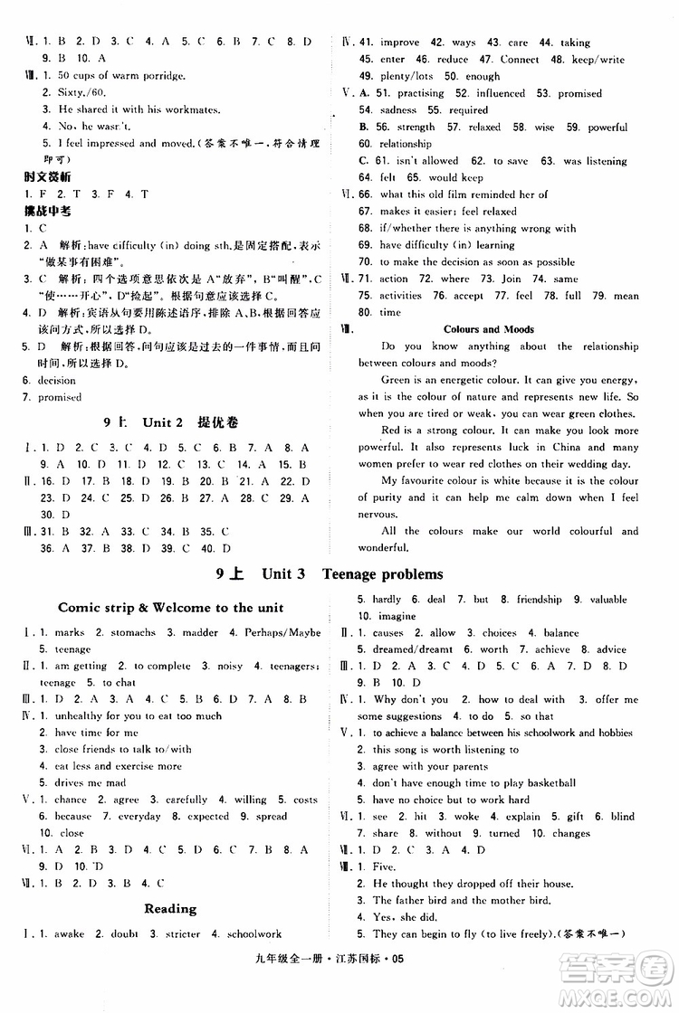 2019年經(jīng)綸學(xué)典學(xué)霸題中題英語九年級全一冊江蘇國際參考答案