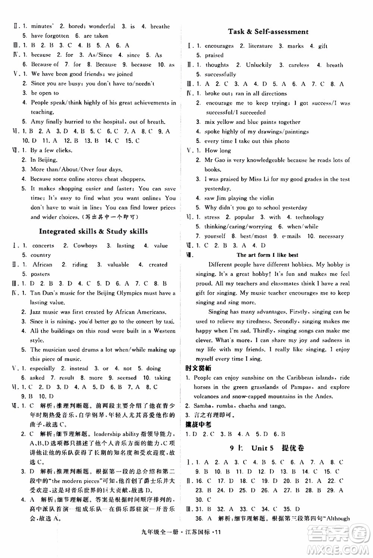 2019年經(jīng)綸學(xué)典學(xué)霸題中題英語九年級全一冊江蘇國際參考答案