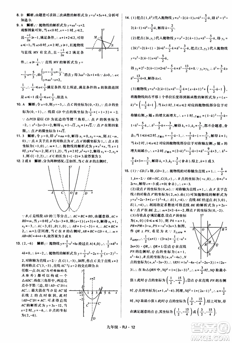 2019年經(jīng)綸學(xué)典學(xué)霸題中題數(shù)學(xué)九年級全一冊RJ人教版參考答案